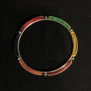Multi Colour Bracelet with Metal Edging